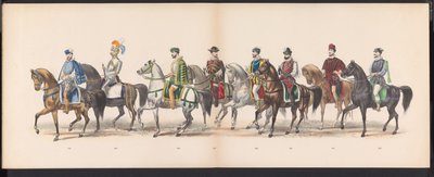 Mascarada de los estudiantes de Leiden, 1870 (lámina 13) Procesión de disfraces realizada por los miembros del cuerpo de estudiantes de Leiden el 7 de junio de 1870, en celebración del 295 aniversario de la Leidsche Hoogeschool, que representa una visita a de Gerardus Johannes Bos