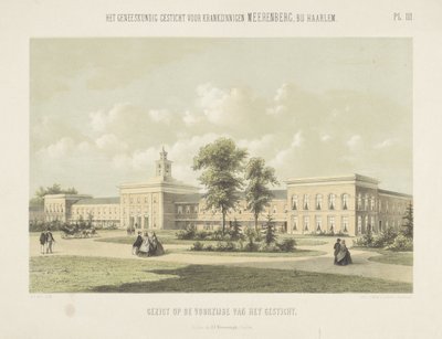 hospital psiquiátrico Meerenberg Vista del frente del asilo (título sobre objeto) El asilo médico para los dementes Meerenberg cerca de Haarlem (título de la serie sobre el objeto) de Gerardus Johannes Bos