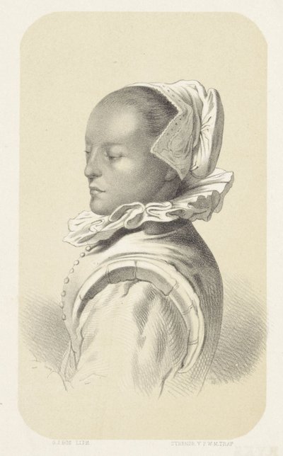 Mujer con gorro y cuello blanco de Gerardus Johannes Bos