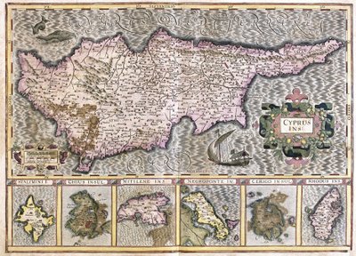 Chipre y las Islas Stalimini (Lemnos) Chios, Mitilene, Negroponte, Cerigo y Rodas (grabado) de Gerardus Mercator