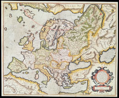 Mapa de Europa, c.1554 (grabado a mano) de Gerardus Mercator