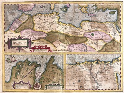 África del Norte con el asedio de Túnez y el delta del Nilo de Gerardus Mercator