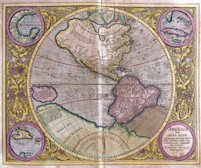 Norte y Sur América y Nueva Guinea de Gerardus Mercator