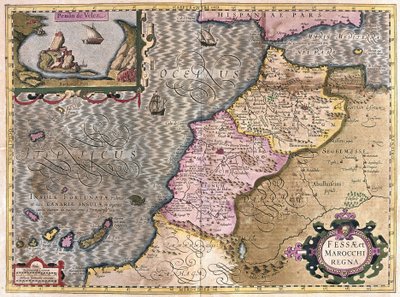 Noroeste de África con las Canarias (grabado) de Gerardus Mercator