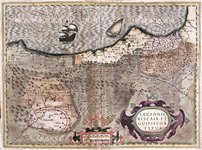 Oviedo, Burgos, Bilbao, Bayona (Asturias), España (grabado) de Gerardus Mercator
