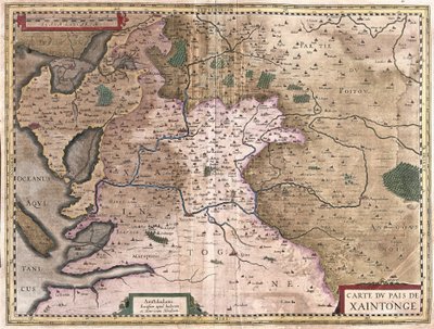 Saintonge con La Rochelle e Ile Oleron, Francia (grabado) de Gerardus Mercator