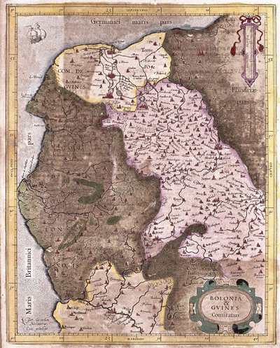 La costa desde Berck hasta Gravelines, Bélgica (grabado) de Gerardus Mercator