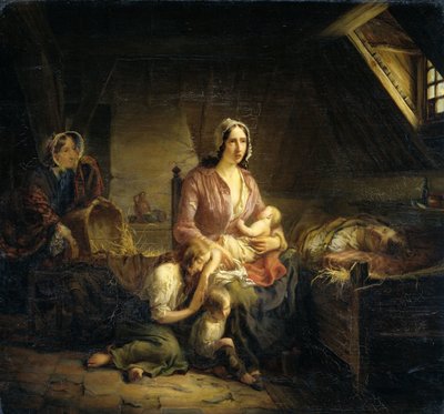 Una señora rica visita a una familia pobre de Gerardus Terlaak