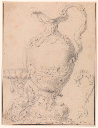 Diseño de un jarrón, un salero y un asa de Gerbrand van den Eeckhout