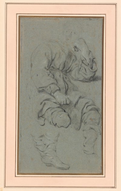 Estudio de un Hombre Sentado, para una figura del cuadro del Profeta Eliseo y la Sunamita en el Monte Carmelo (Museo Nacional, Varsovia inv. M.Ob.551 MNW) de Gerbrand van den Eeckhout