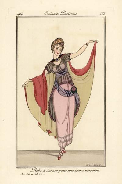 Joven mujer con vestido de baile y capa de Gerda Marie Frederike Wegener