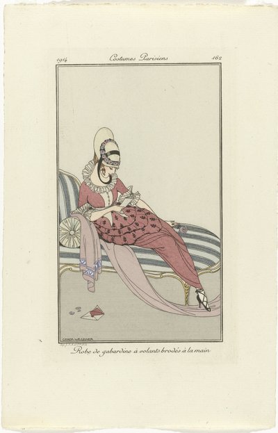 Journal des Dames et des Modes, Costumes Parisiens, 1914, nº 162: Robe de gabardin (...) de Gerda Wegener