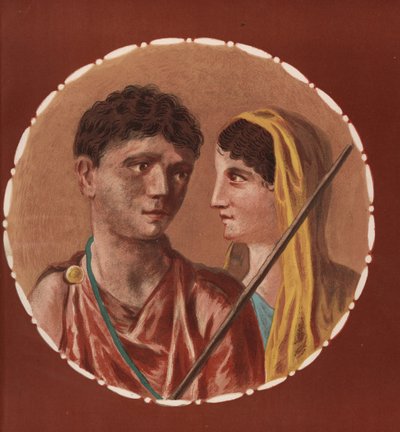 Retrato de un hombre y una mujer de una casa no identificada de Pompeya. Cromolitografía de Victor Steeger a partir de una ilustración de Geremia Discanno de Emile Presuhn (1844-1878) Las más bellas pinturas de Pompeya, Leipzig. de Geremia Discanno