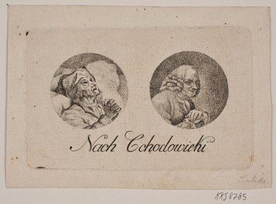 Hoja con dos retratos redondos de Gerhard Ludvig Lahde