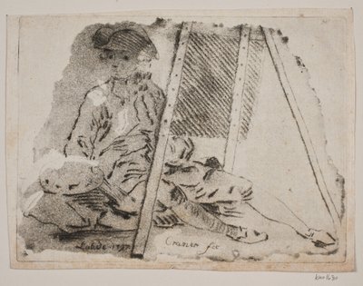 Un pintor (Juel) en su caballete de Gerhard Ludvig Lahde