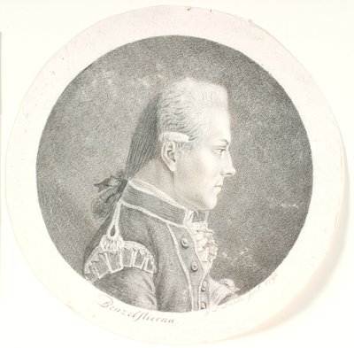 Retrato de Lars Benzelstjerne, oficial naval sueco (1759-1808). Medio cuerpo. Perfil a la derecha de Gerhard Ludvig Lahde