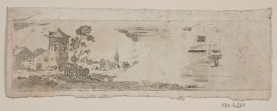 Muestra de paisaje con castillo e iglesia de Gerhard Ludvig Lahde