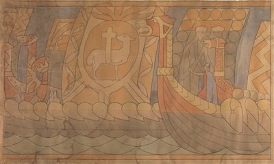 Dibujo de folklore, 1895-1898 de Gerhard Munthe