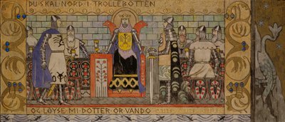 Åsmund en el salón del rey de Gerhard Munthe