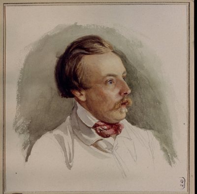 Retrato del pintor Alexander (Alexandre) von Kotzebue (1815-1889). (Retrato del pintor A. von Kotzebue). Oeuvre de Gerhard Wilhelm von Reutern (1794-1865), acuarela sobre papel, vers 1840. Arte alemán de Gerhard Wilhelm von Reutern