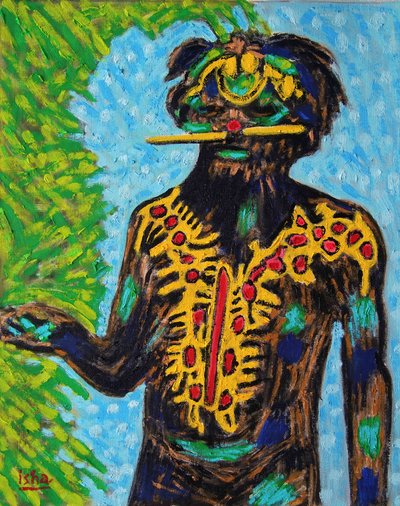 Chamán aborigen, 2020 (óleo sobre lienzo) de Gerhardt Isringhaus