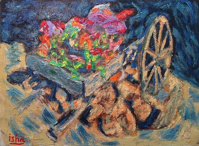 Cabo Flower Wagon,2019 (óleo sobre lienzo) de Gerhardt Isringhaus