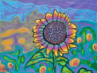 Girasol alegre I, 2024 (óleo sobre lienzo) de Gerhardt Isringhaus