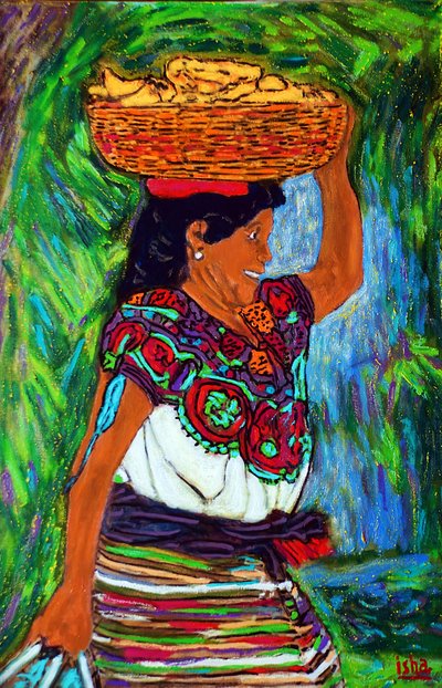 Mujer plátano maya, , 2019, óleo sobre lienzo. de Gerhardt Isringhaus