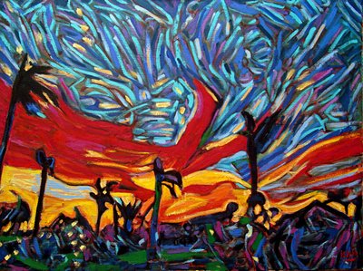 Sidhartha Sunrise,2022, óleo sobre lienzo de Gerhardt Isringhaus