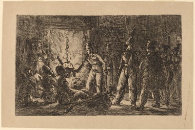 Cosacos frente a una chimenea de Gerhardus Emaus de Micault