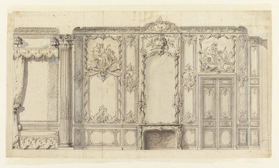 Elevación de pared del dormitorio del Príncipe de Rohan, Hôtel de Soubise, París de Germain Boffrand