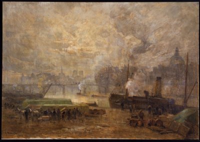 El Sena en el puerto de Saint-Nicolas, hacia 1900 (óleo sobre lienzo) de Germain Eugene Bonneton