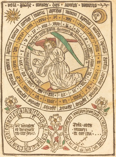 Un Calendario de Pascua Comenzando con el Año 1466 de German 15th Century