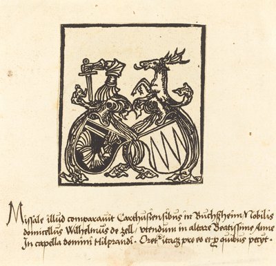 Exlibris de Wilhelm von Zell de German 15th Century