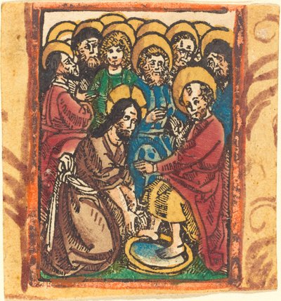 Cristo lavando los pies de los apóstoles de German 15th Century