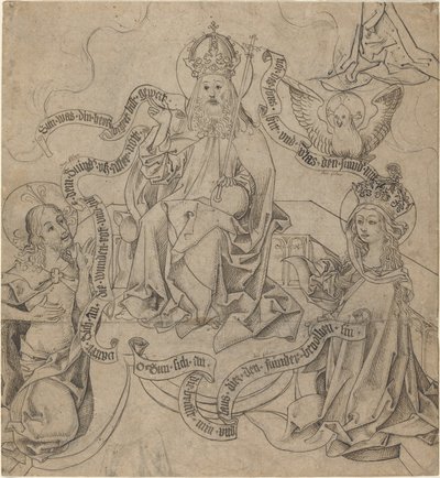 Cristo y María intercediendo con Dios Padre de German 15th Century
