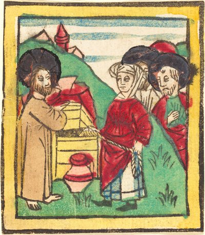 Cristo y la mujer de Samaria de German 15th Century