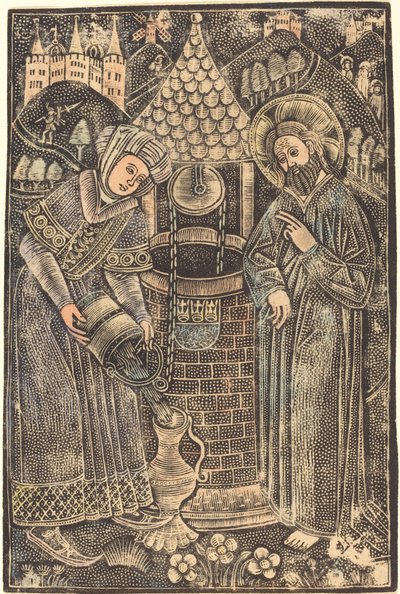 Cristo y la Mujer de Samaria de German 15th Century