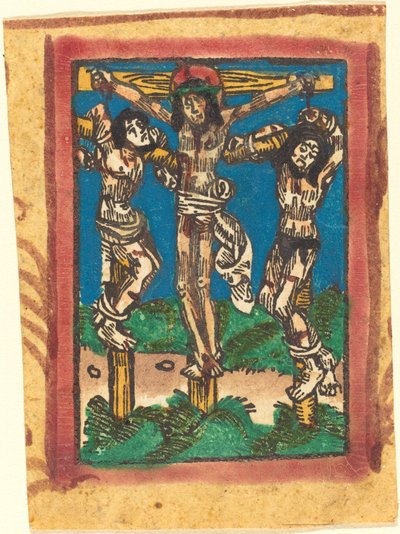 Cristo en la cruz entre los dos ladrones de German 15th Century
