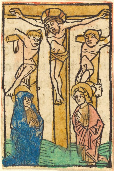 Cristo en la cruz entre los dos ladrones de German 15th Century