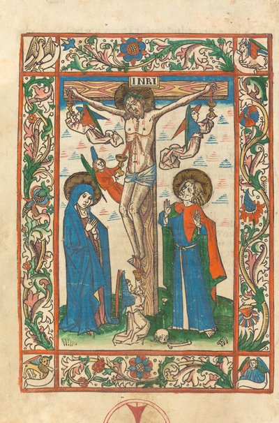 Cristo en la cruz con ángeles de German 15th Century