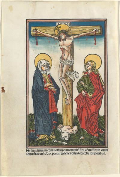 Cristo en la Cruz con la Virgen y San Juan de German 15th Century