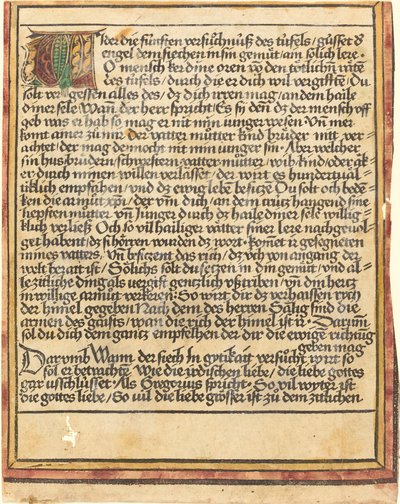 Exhortación contra la avaricia de German 15th Century