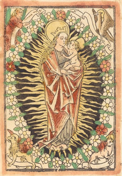 Madonna y Niño en un Rosario de German 15th Century