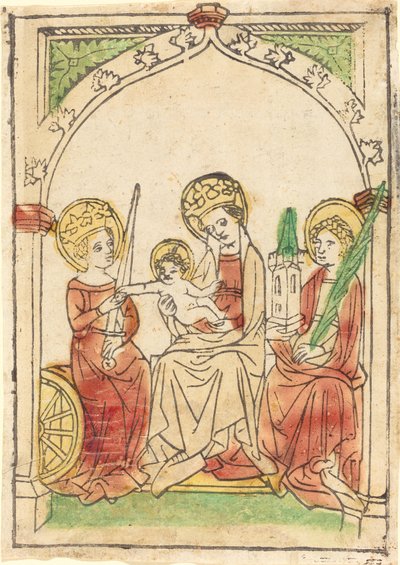 La Virgen entre Santa Catalina y Santa Bárbara de German 15th Century