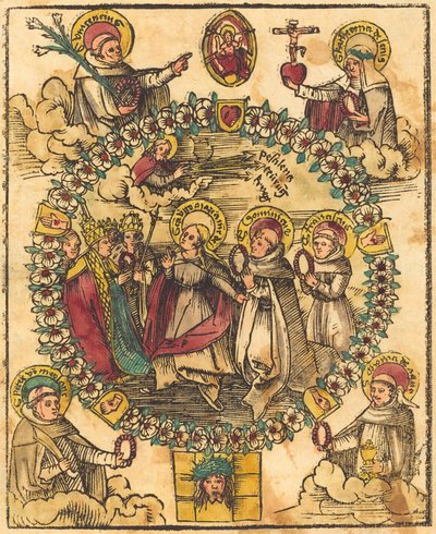 Madonna en un rosario con santos de German 15th Century