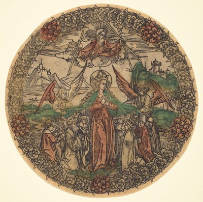 Madonna en una Corona de Rosas de German 15th Century