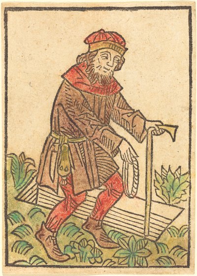 Hombre caminando hacia una tumba de German 15th Century