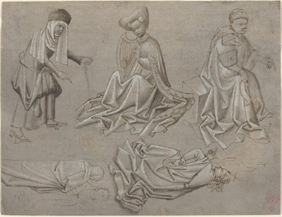 Estudios para Seis Figuras (hoja de un libro de modelos) de German 15th Century