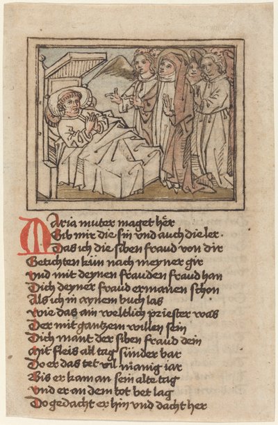 La Virgen Apareciendo a un Sacerdote Moribundo de German 15th Century